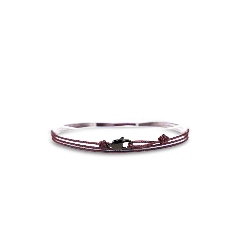 Cord anklet with clasp - Burgundy red with black clasp