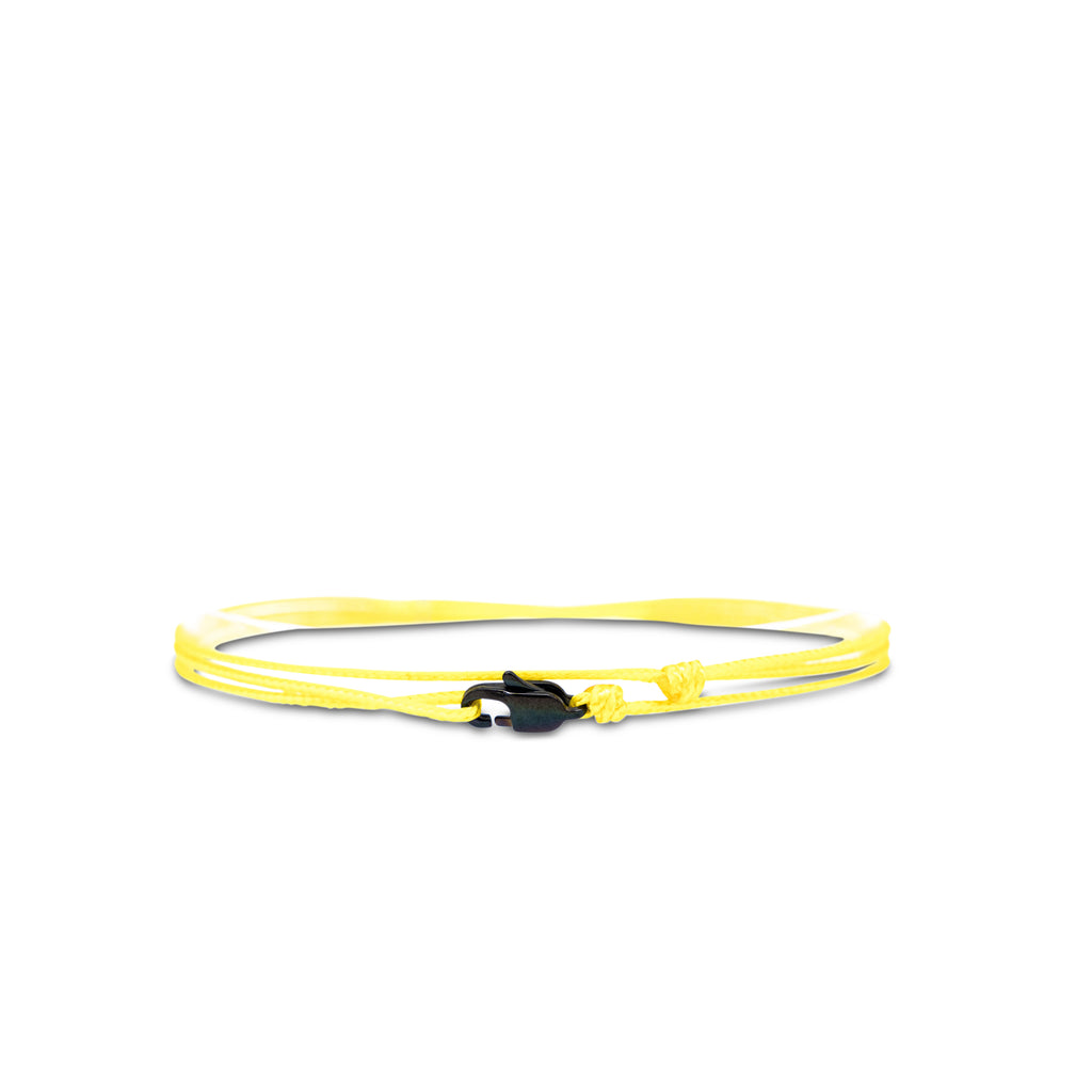 Cord anklet with clasp - Yellow with black clasp