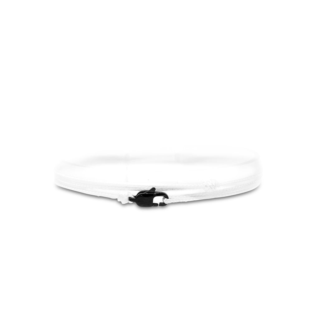 Cord anklet with clasp - White with black clasp