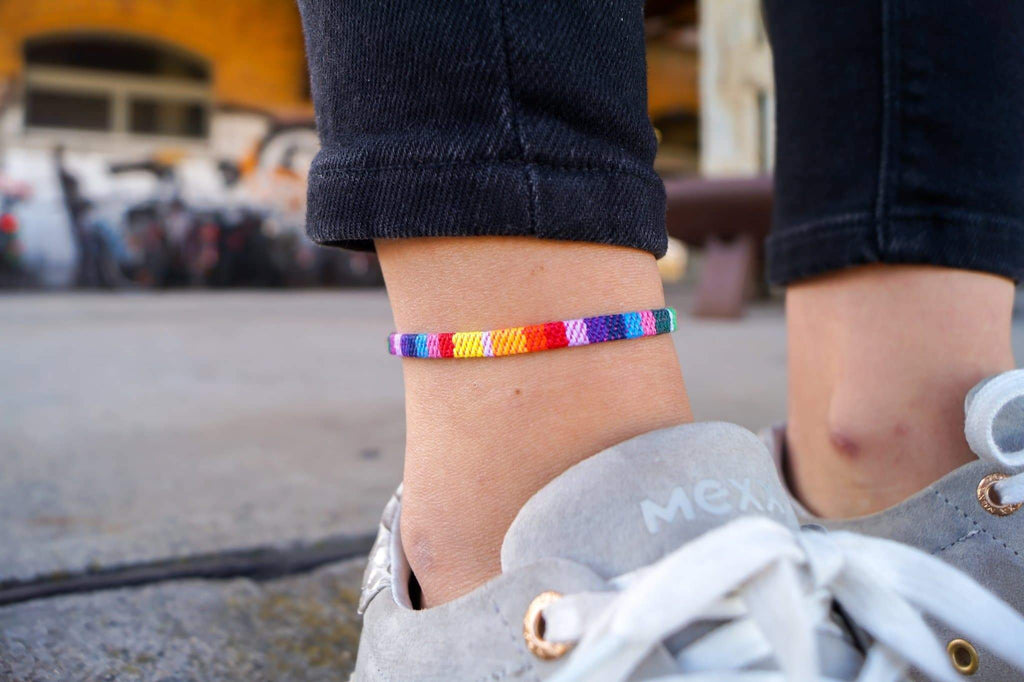 Boho Surfer Anklet Flat - Rainbow