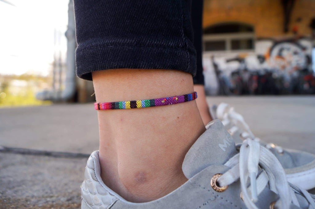 Boho Surfer Anklet Flat - Purple Ethno