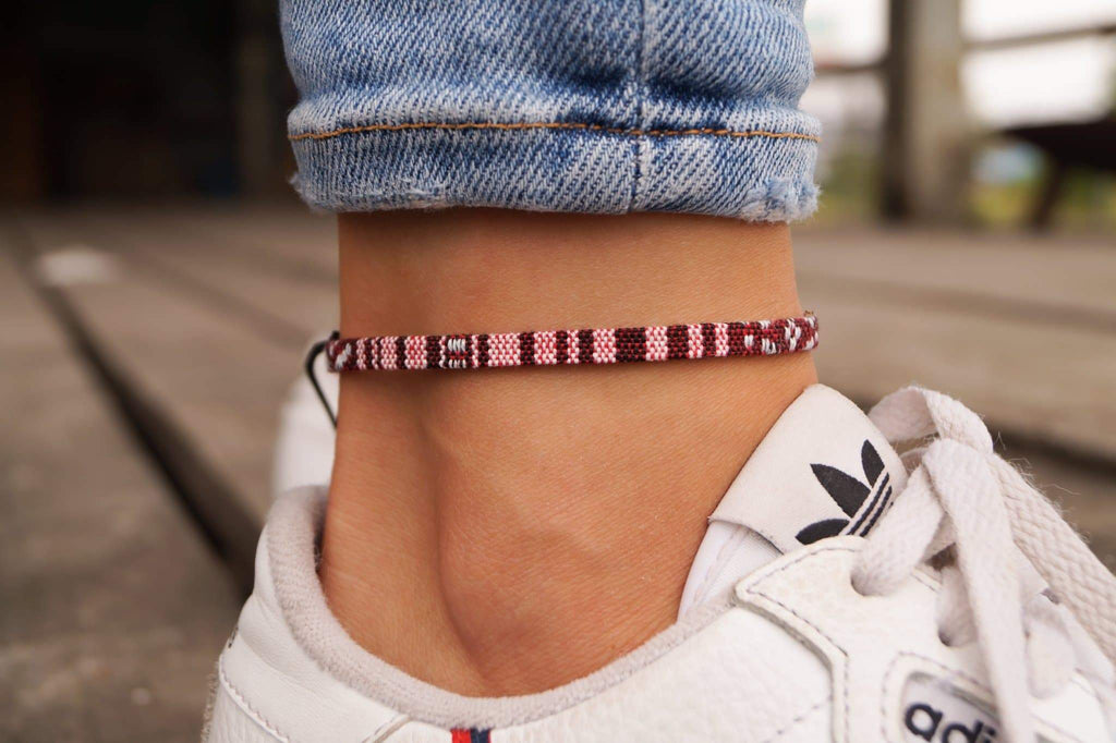 Boho Surfer Anklet Flat - Ruby