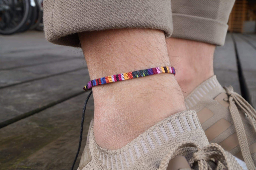 Bali Boho Flat Anklet - Purple Ethno