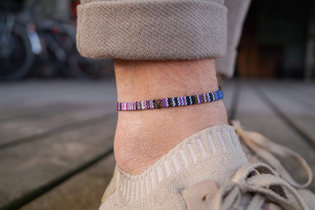 Bali Boho Flat Anklet - Deep Purple